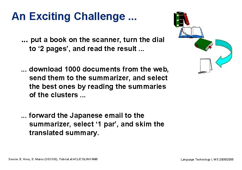 An Exciting Challenge. . . put a book on the scanner, turn the dial