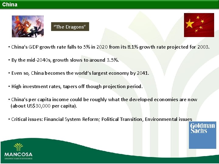 China “The Dragons” • China’s GDP growth rate falls to 5% in 2020 from