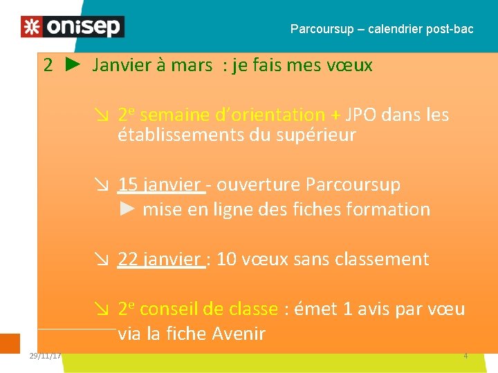 Parcoursup – calendrier post-bac 2 ► Janvier à mars : je fais mes vœux