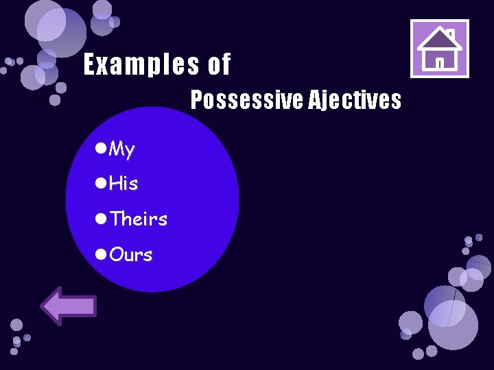 Examples of Possessive Ajectives My His Theirs Ours 