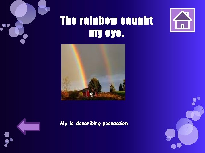 The rainbow caught my eye. My is describing possession. 