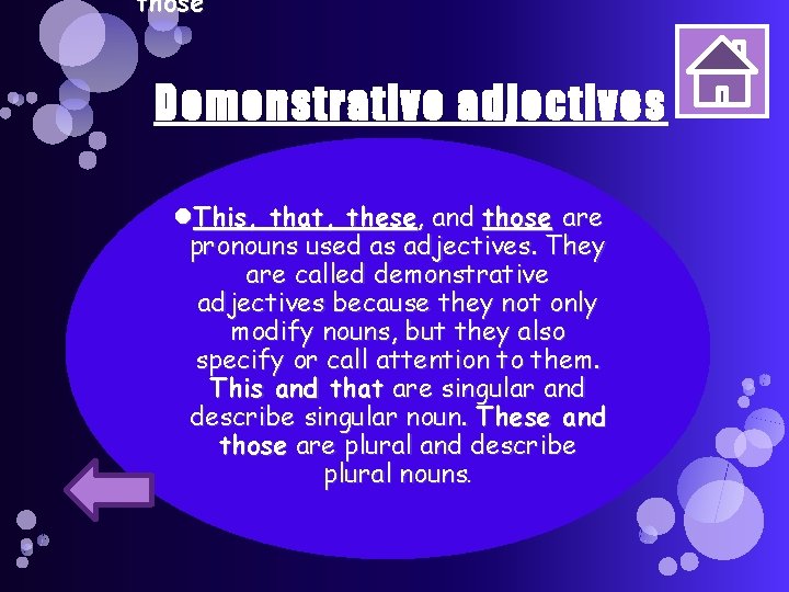 those Demonstrative adjectives This, that, these, and those are pronouns used as adjectives. They