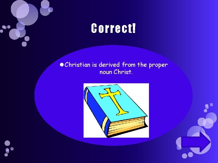 Correct! Christian is derived from the proper noun Christ. 