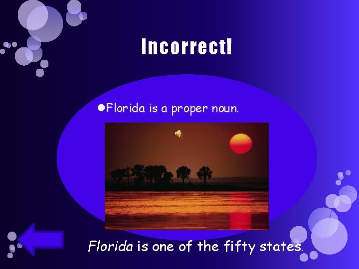 Incorrect! Florida is a proper noun. Florida is one of the fifty states. 