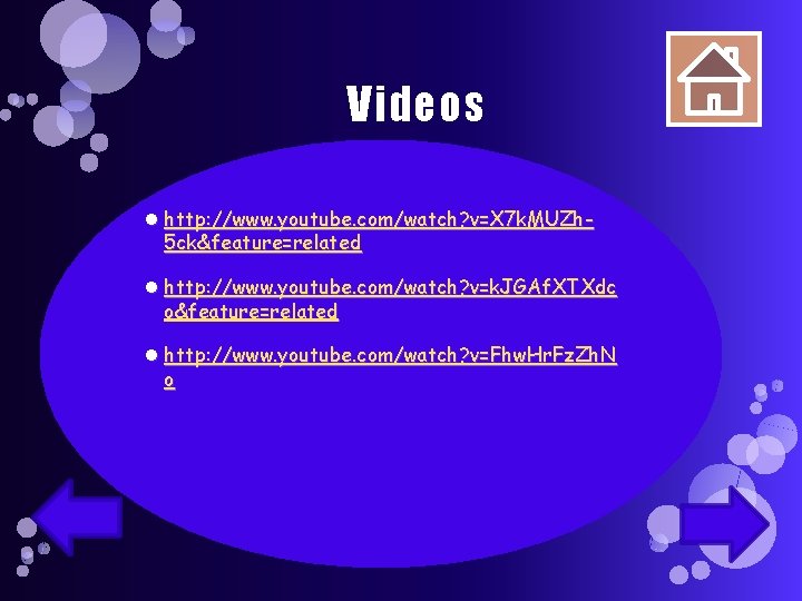 Videos http: //www. youtube. com/watch? v=X 7 k. MUZh 5 ck&feature=related http: //www. youtube.