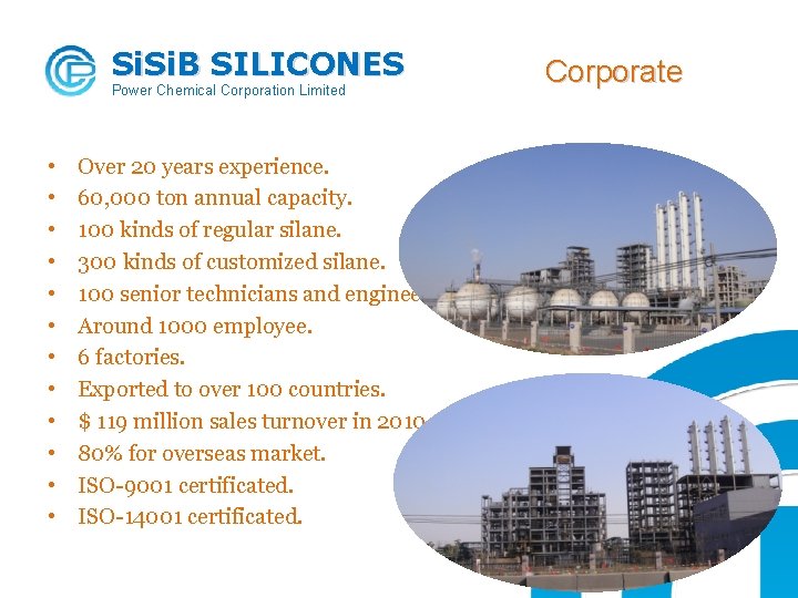 Si. B SILICONES Power Chemical Corporation Limited • • • Over 20 years experience.