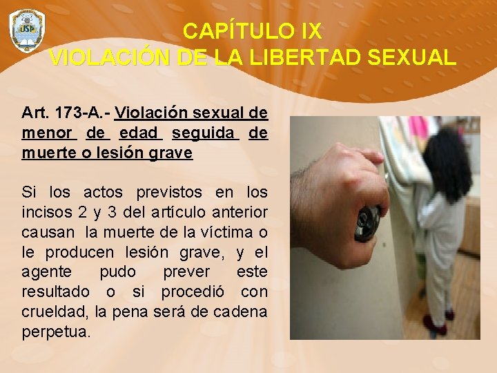 CAPÍTULO IX VIOLACIÓN DE LA LIBERTAD SEXUAL Art. 173 -A. - Violación sexual de