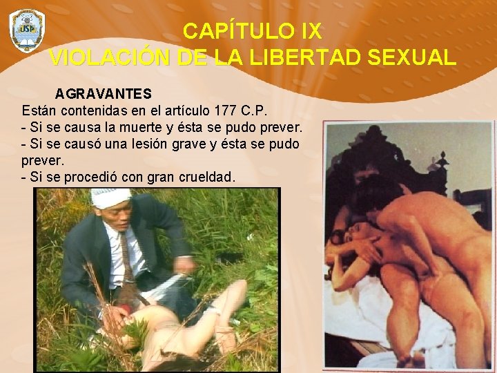 CAPÍTULO IX VIOLACIÓN DE LA LIBERTAD SEXUAL AGRAVANTES Están contenidas en el artículo 177