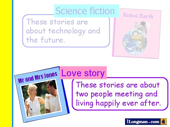 Science fiction These stories are about technology and the future. Mr a s e