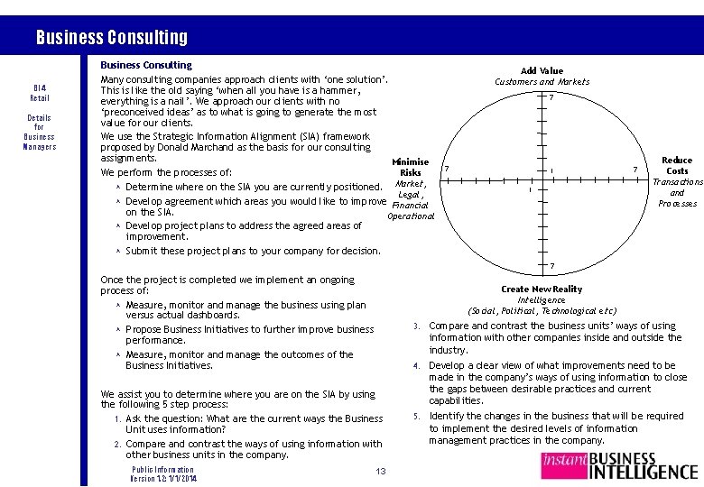 Business Consulting BI 4 Retail Details for Business Managers Business Consulting Many consulting companies
