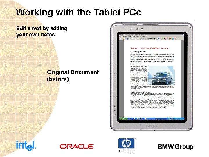 Working with the Tablet PCc Edit a text by adding your own notes Original