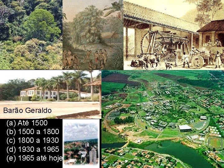 Barão Geraldo (a) Até 1500 (b) 1500 a 1800 (c) 1800 a 1930 (d)