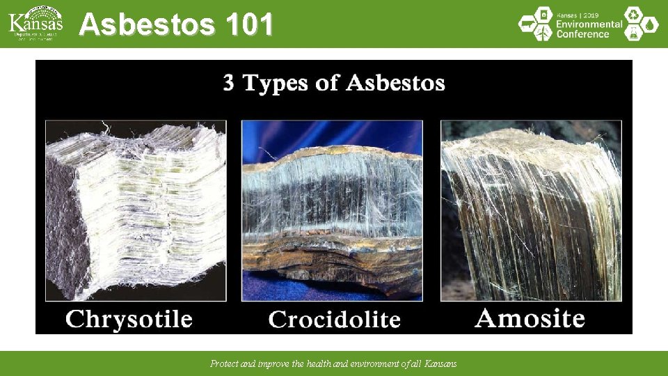 Asbestos 101 Protect and improve the health and environment of all Kansans 