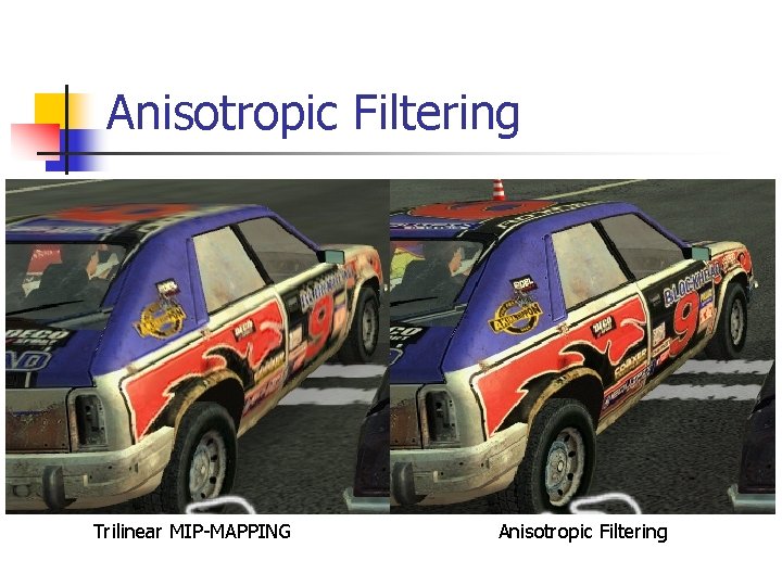 Anisotropic Filtering Trilinear MIP-MAPPING Anisotropic Filtering 