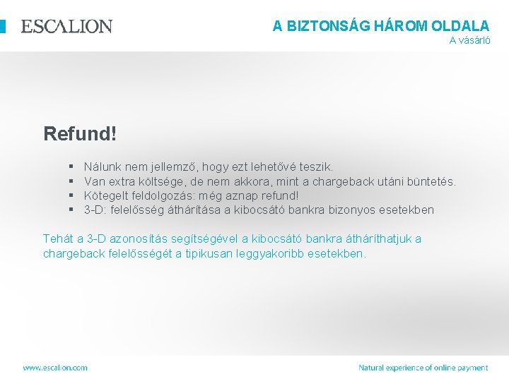 A BIZTONSÁG HÁROM OLDALA A vásárló Refund! § § Nálunk nem jellemző, hogy ezt