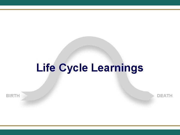 Life Cycle Learnings BIRTH DEATH 
