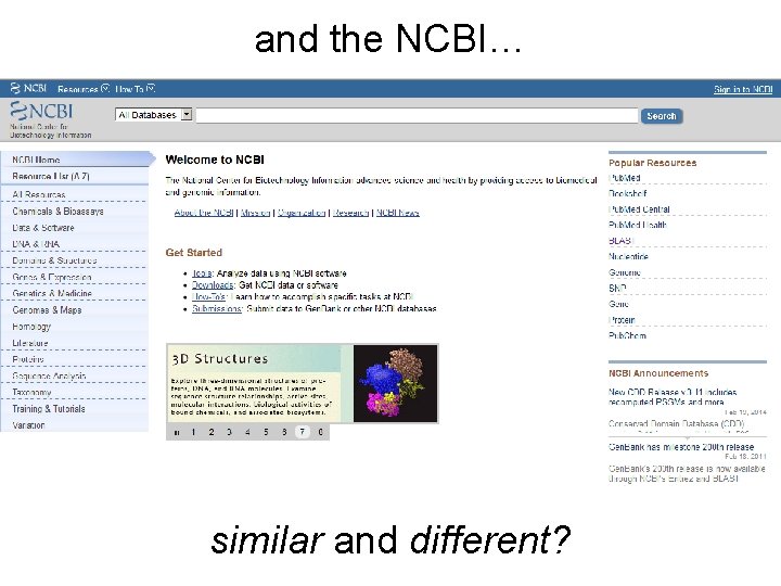 and the NCBI… similar and different? 