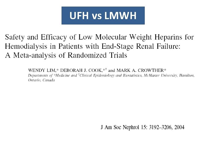 UFH vs LMWH 