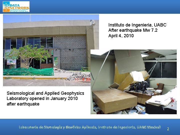 Instituto de Ingenieria, UABC After earthquake Mw 7. 2 April 4, 2010 Seismological and