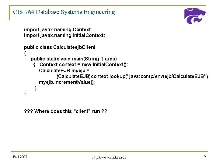 CIS 764 Database Systems Engineering import javax. naming. Context; import javax. naming. Initial. Context;