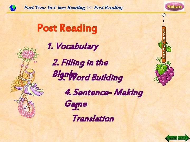 Part Two: In-Class Reading >> Post Reading 1. Vocabulary 2. Filling in the Blanks