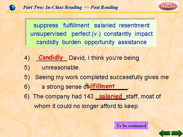 Part Two: In-Class Reading >> Post Reading suppress fulfillment salaried resentment unsupervised perfect (v.