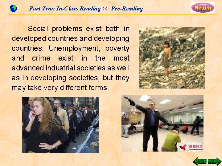 Part Two: In-Class Reading >> Pre-Reading Social problems exist both in developed countries and
