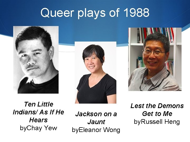 Queer plays of 1988 Ten Little Indians/ As If He Hears by. Chay Yew