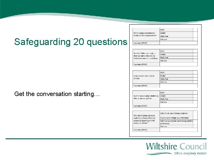 Safeguarding 20 questions Get the conversation starting… 