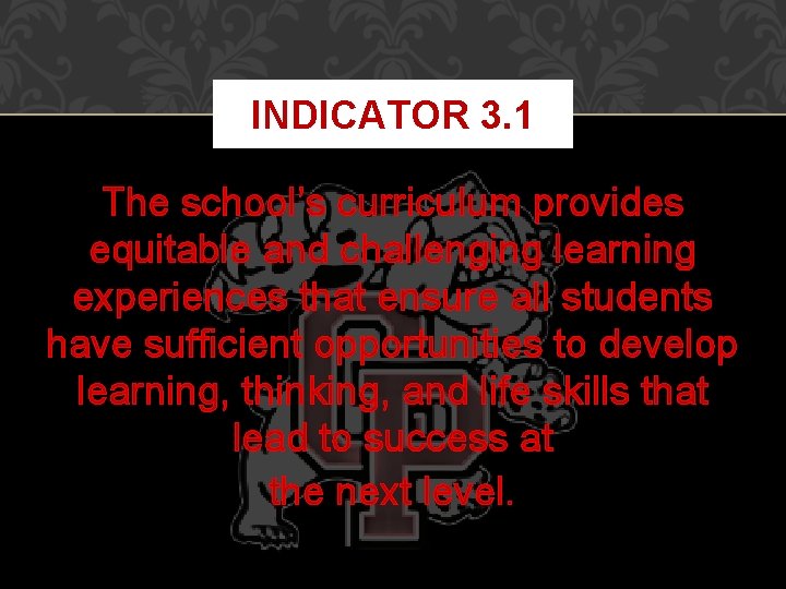 INDICATOR 3. 1 The school’s curriculum provides equitable and challenging learning experiences that ensure