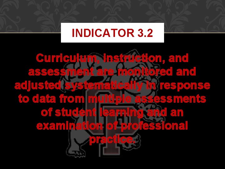 INDICATOR 3. 2 Curriculum, instruction, and assessment are monitored and adjusted systematically in response