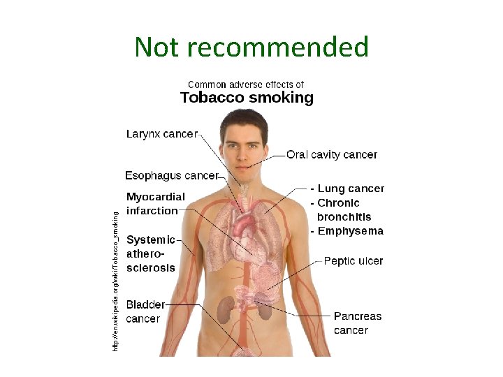 http: //en. wikipedia. org/wiki/Tobacco_smoking Not recommended 