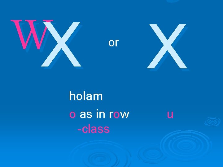 WX or holam o as in row -class X u 