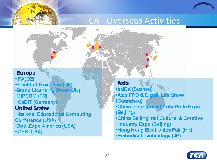 TCA - Overseas Activities Europe • IFA(DE) • Frankfurt Book Fair (DE) • Brand