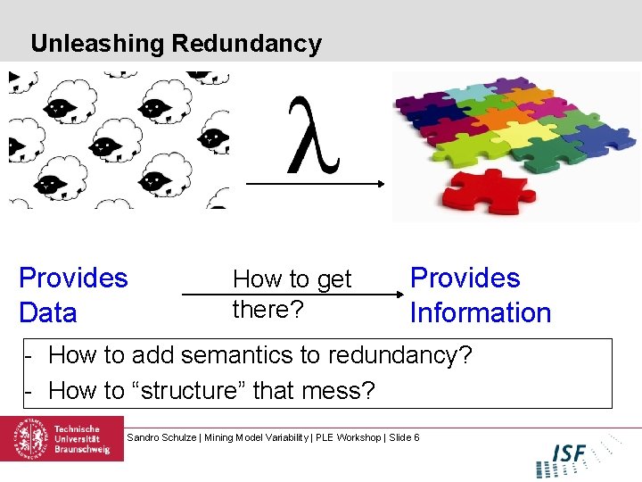 Unleashing Redundancy Provides Data How to get there? Provides Information - How to add