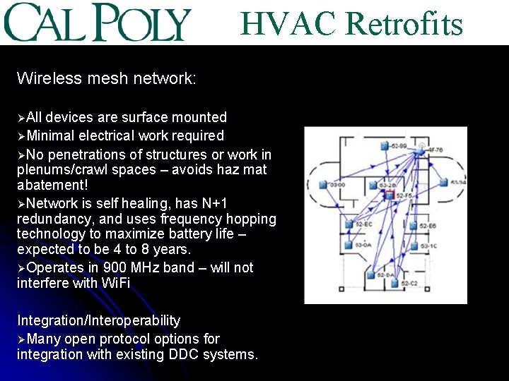 HVAC Retrofits Wireless mesh network: ØAll devices are surface mounted ØMinimal electrical work required