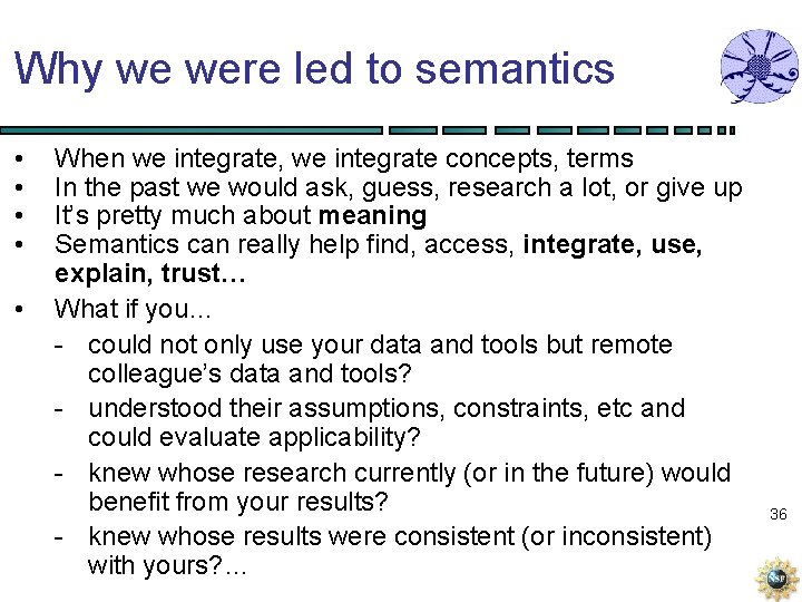 Why we were led to semantics • • • When we integrate, we integrate