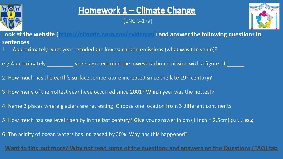 Homework 1 – Climate Change (ENG 3 -17 a) Look at the website (https: