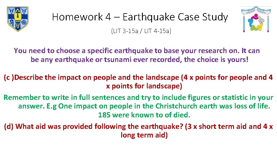 Homework 4 – Earthquake Case Study (LIT 3 -15 a / LIT 4 -15