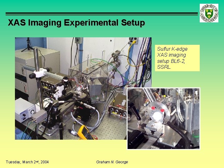 XAS Imaging Experimental Setup Sulfur K-edge XAS imaging setup BL 6 -2, SSRL. Tuesday,