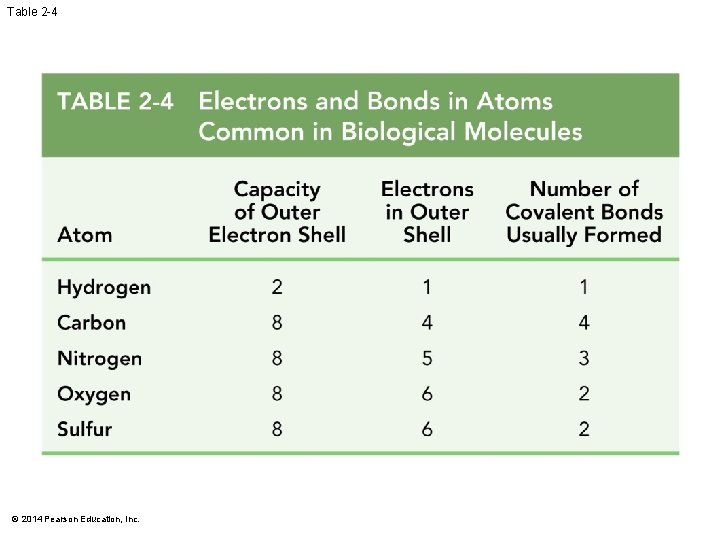 Table 2 -4 © 2014 Pearson Education, Inc. 