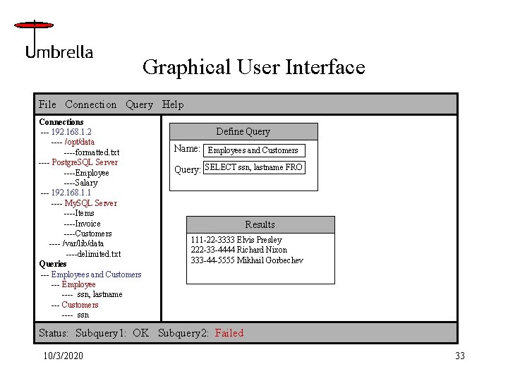 Graphical User Interface File Connection Query Help Connections --- 192. 168. 1. 2 ----