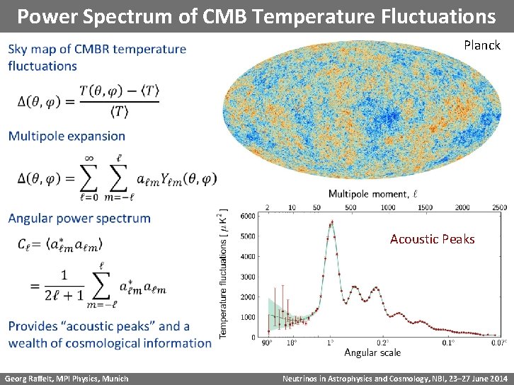 Power Spectrum of CMB Temperature Fluctuations Planck Acoustic Peaks Georg Raffelt, MPI Physics, Munich