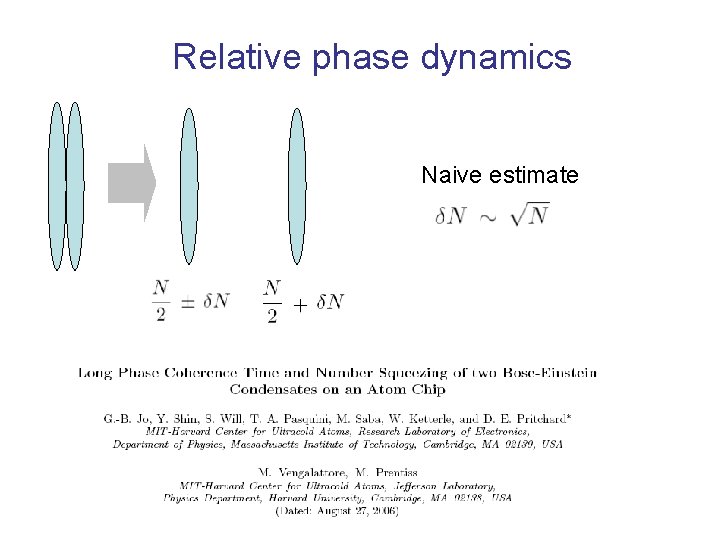 Relative phase dynamics Naive estimate 