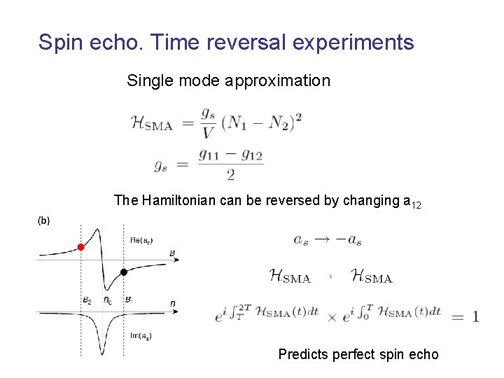 Spin echo. Time reversal experiments Single mode approximation The Hamiltonian can be reversed by