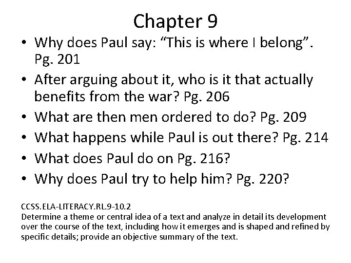 Chapter 9 • Why does Paul say: “This is where I belong”. Pg. 201 Chapter 9 • Why does Paul say: “This is where I belong”. Pg. 201