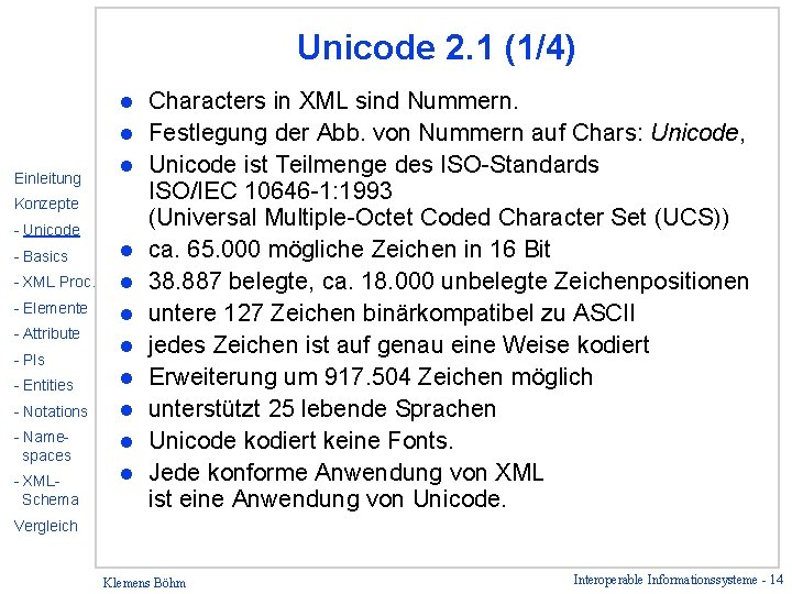 Unicode 2. 1 (1/4) l l Einleitung l Konzepte - Unicode - Basics l