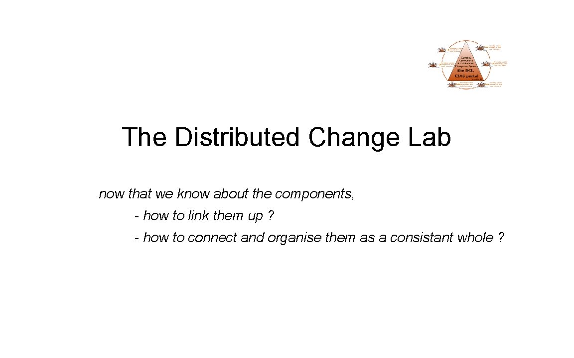 The Distributed Change Lab now that we know about the components, - how to