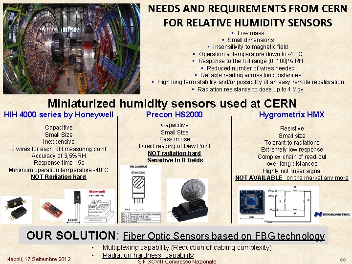 NEEDS AND REQUIREMENTS FROM CERN FOR RELATIVE HUMIDITY SENSORS • Low mass • Small
