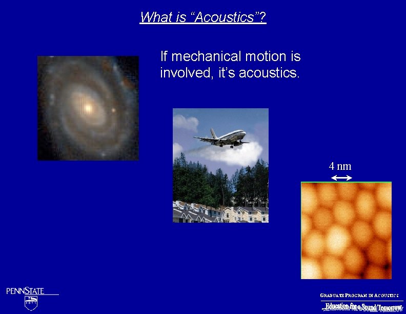 What is “Acoustics”? If mechanical motion is involved, it’s acoustics. 4 nm GRADUATE PROGRAM